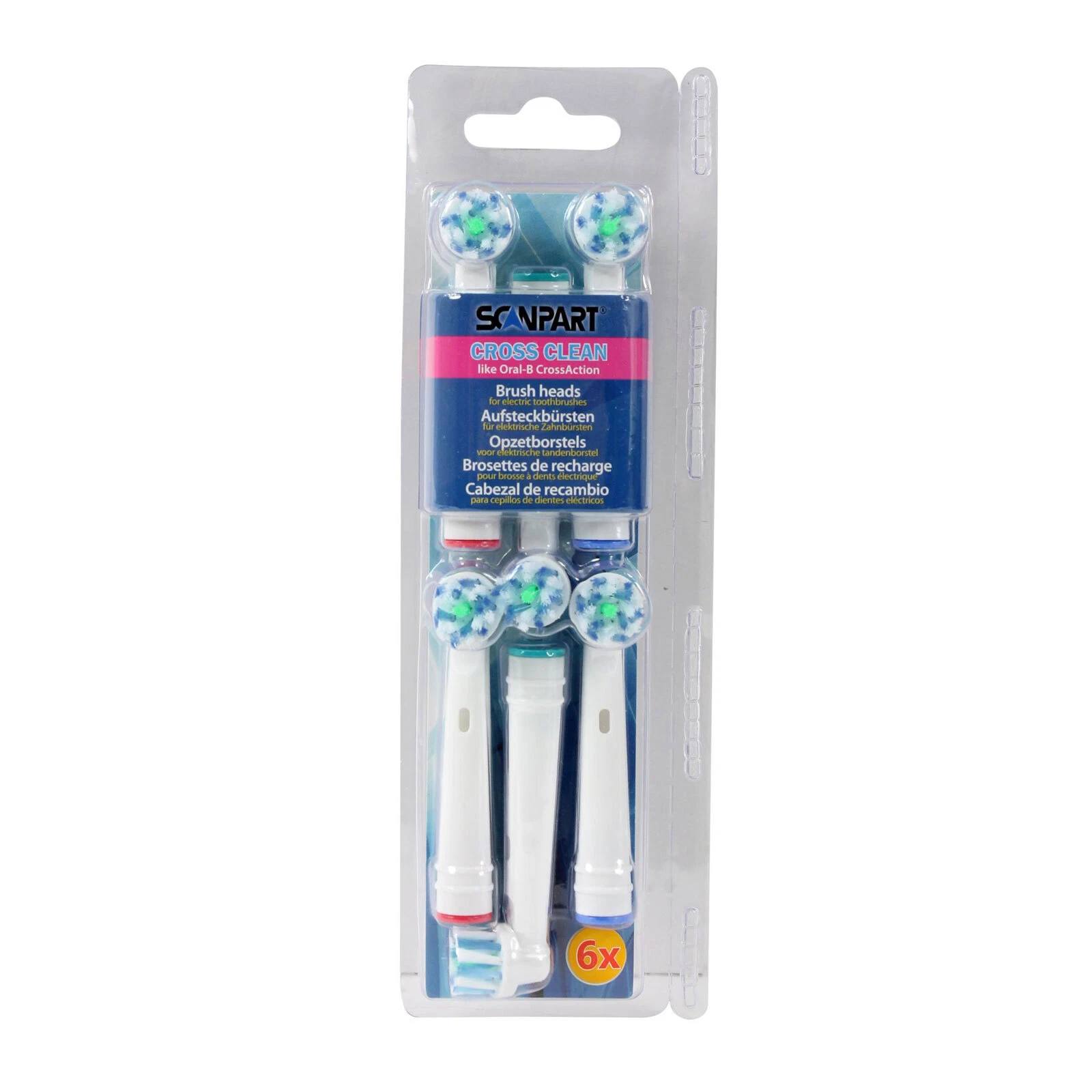 Scanpart Cross Clean Tannbørstehoder 6 pk